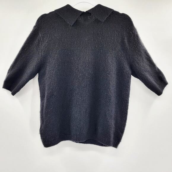 H&M Black Wool Blend Rhinestone Button Embellished Collared Sweater Women's XS - Picture 2 of 8